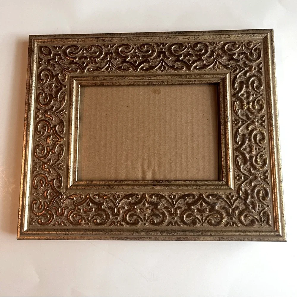 Embossed Frame Wide Border Gold Tone
